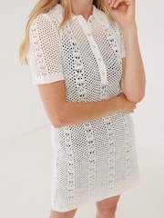 FatFace White Button Down Knit Dress - Image 3 of 4