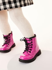 Pink Standard Fit (F) Next Warm Lined Lace-Up Boots - Image 9 of 9