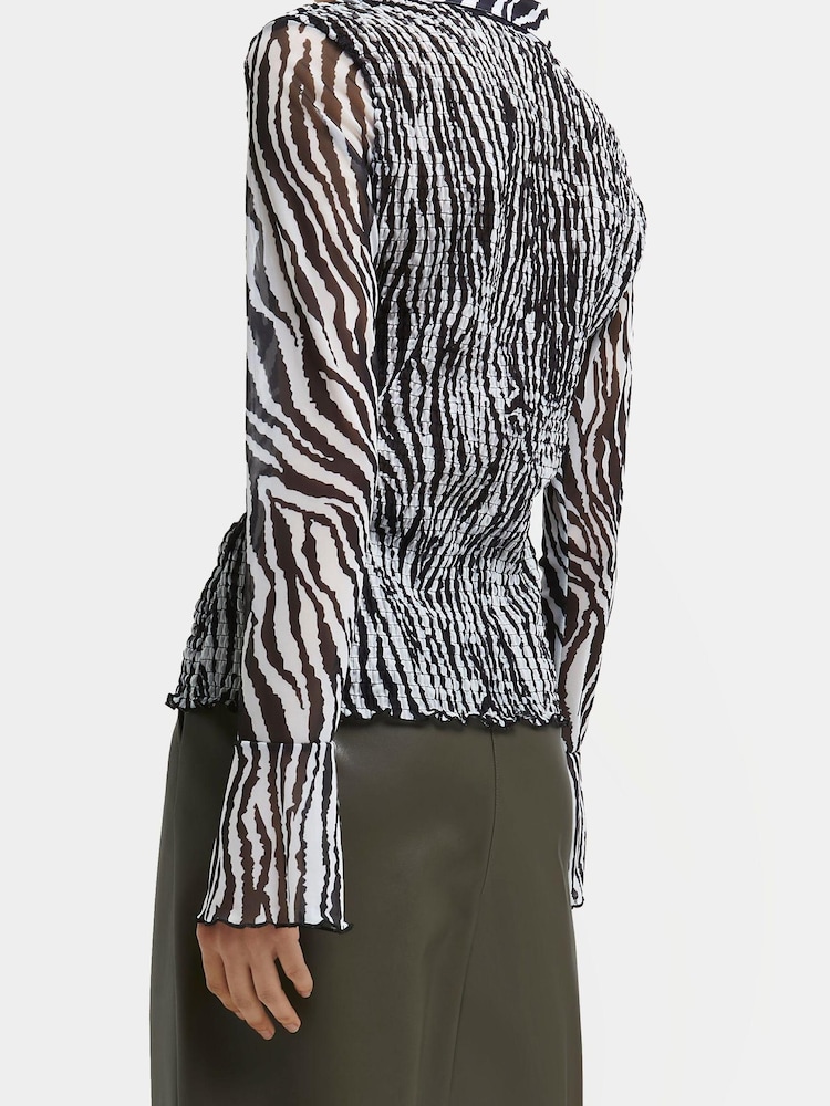 River Island Black Ls Aop Shirred Shirt - Image 2 of 4