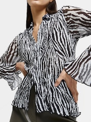 River Island Black Ls Aop Shirred Shirt - Image 3 of 4