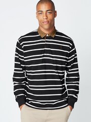 Schwarz-weiß gestreift - Rugby-Poloshirt - Bild 1 von 6