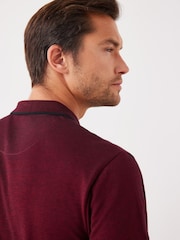 Burgundy Red Oxford Long Sleeve Pique Polo Shirt - Image 6 of 7