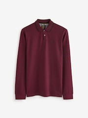 Burgundy Red Oxford Long Sleeve Pique Polo Shirt - Image 7 of 7