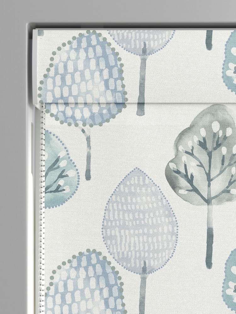 Sky Blue Trees Made To Measure Roman 100% Cotton Blind - Image 2 of 5