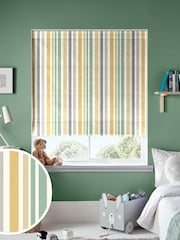 Yellow Multi Kids Stripe Made To Measure Roman 100% Cotton Blind - Image 1 of 6