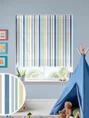 Blue Multi Kids Stripe Made To Measure Roman 100% Cotton Blind - Image 1 of 6