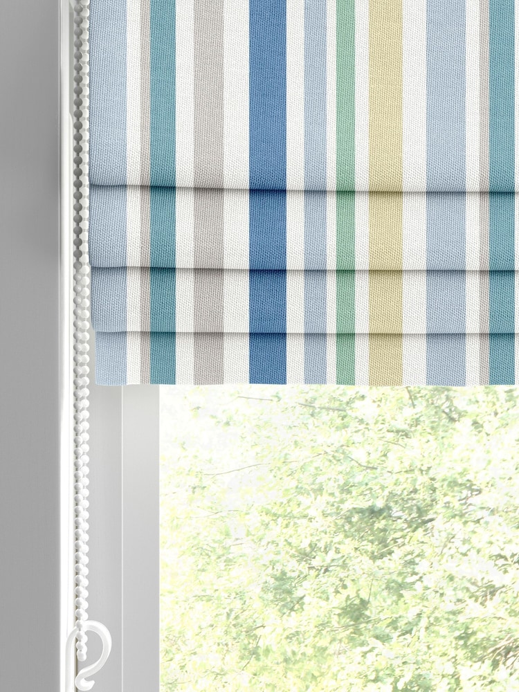 Blue Multi Kids Stripe Made To Measure Roman 100% Cotton Blind - Image 2 of 6