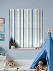Blue Multi Kids Stripe Made To Measure Roman 100% Cotton Blind - Image 5 of 6