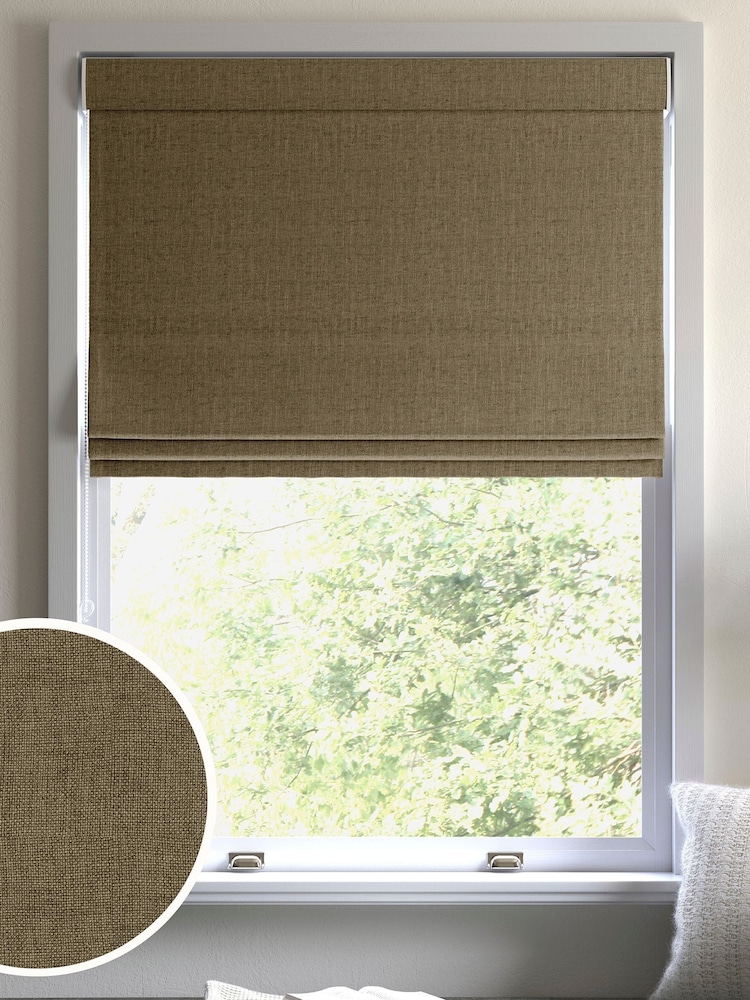 Hessian Brown Paso Made To Measure Roman Blinds - Image 1 of 6