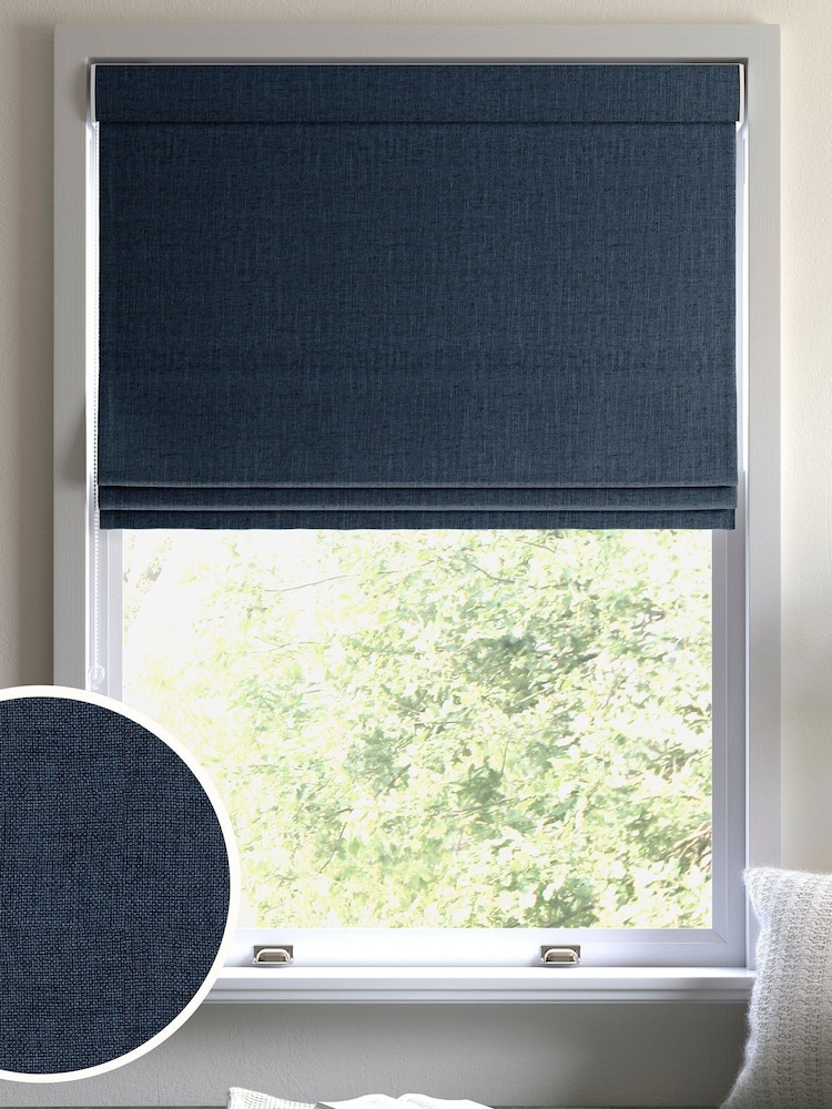 Ink Blue Paso Made To Measure Roman Blinds - Image 1 of 6