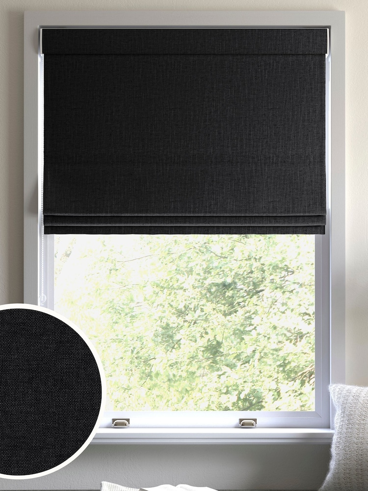 Ebony Black Paso Made To Measure Roman Blinds - Image 1 of 6