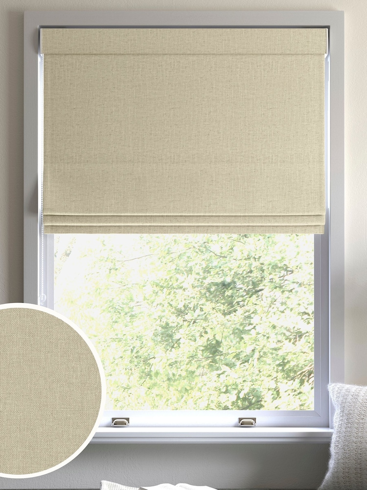 Oyster Natural Harvi Made To Measure Roman Blinds - Image 1 of 6