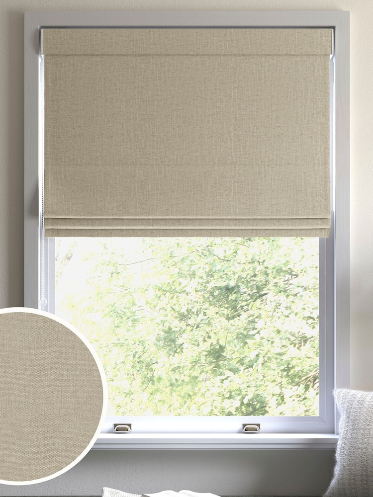 Oatmeal Natural Harvi Made To Measure Roman Blinds - Image 1 of 6