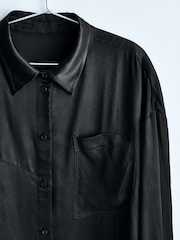 Black Oversized Satin Shirt - Image 13 of 13