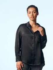 Black Oversized Satin Shirt - Image 3 of 13