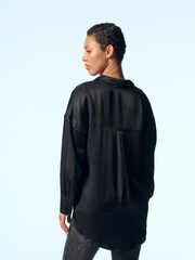 Black Oversized Satin Shirt - Image 4 of 13