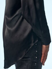 Black Oversized Satin Shirt - Image 6 of 13