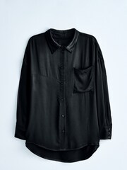 Black Oversized Satin Shirt - Image 9 of 13