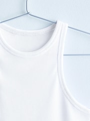White Ribbed Cropped Racer Tank - Image 6 of 9
