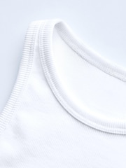 White Ribbed Cropped Racer Tank - Image 7 of 9