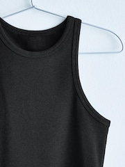 Black Ribbed Cropped Racer Tank - Image 6 of 9