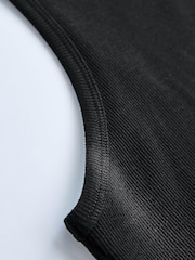 Black Ribbed Cropped Racer Tank - Image 7 of 9