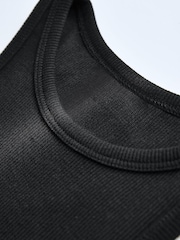 Black Ribbed Cropped Racer Tank - Image 8 of 9