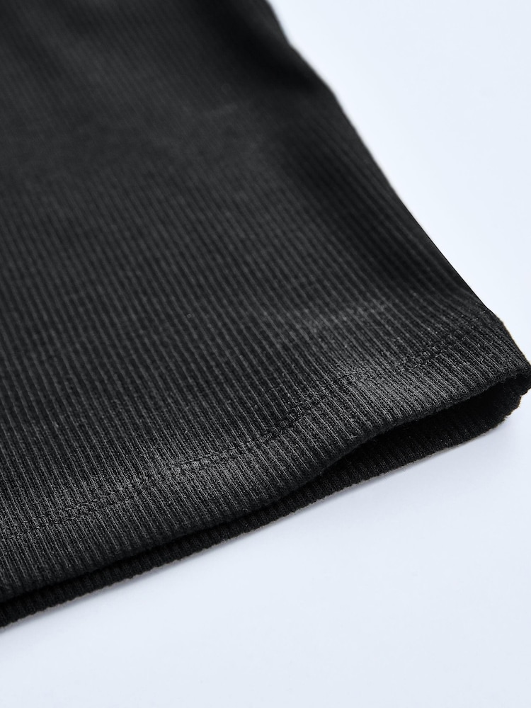 Black Ribbed Cropped Racer Tank - Image 9 of 9