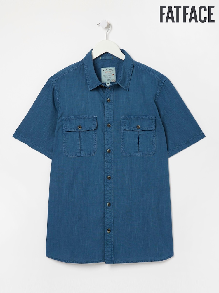FatFace Blue Short Sleeve Utility Shirt - Image 1 of 1