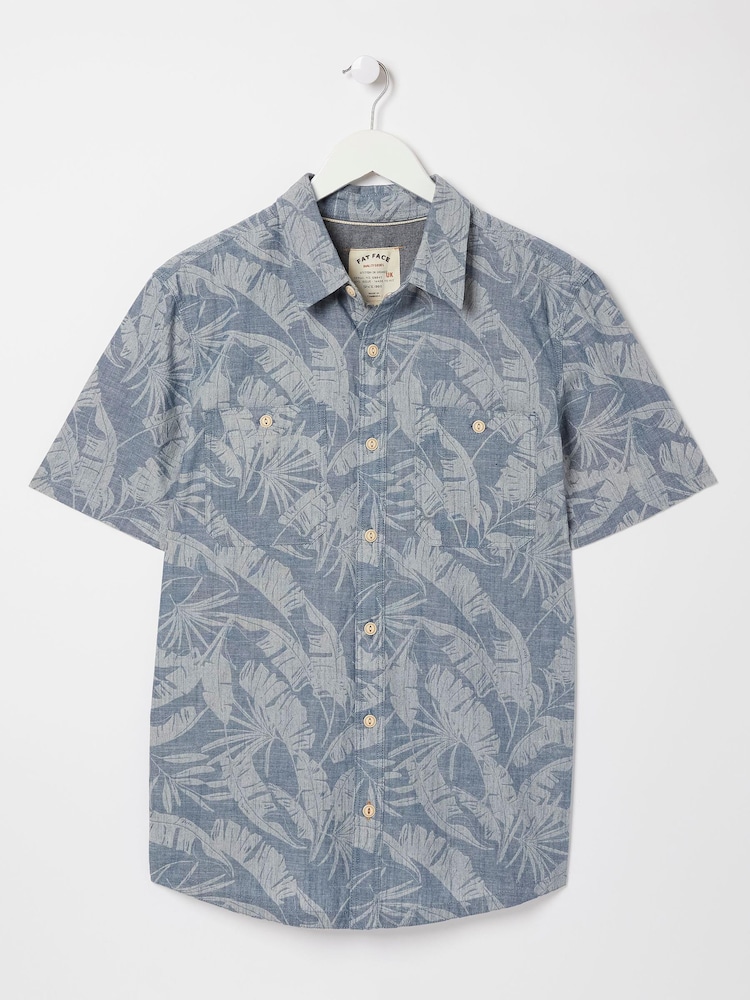 FatFace Blue Padson Palm Print Shirt - Image 4 of 4 FatFace Blue Padson Palm Print Shirt - Image 4 of 4