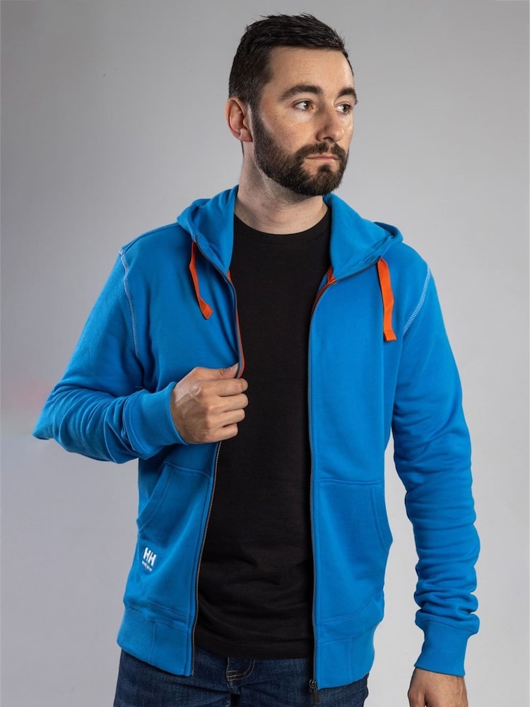 Helly Hansen Blue 100% Cotton Oxford Zip Up Hoodie - Image 1 of 6