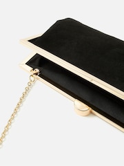 Accessorize Black Suedette Clip Frame Clutch Bag - Image 3 of 3