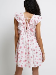 River Island Pink Medium Frill Smock Mini Dress - Image 2 of 4