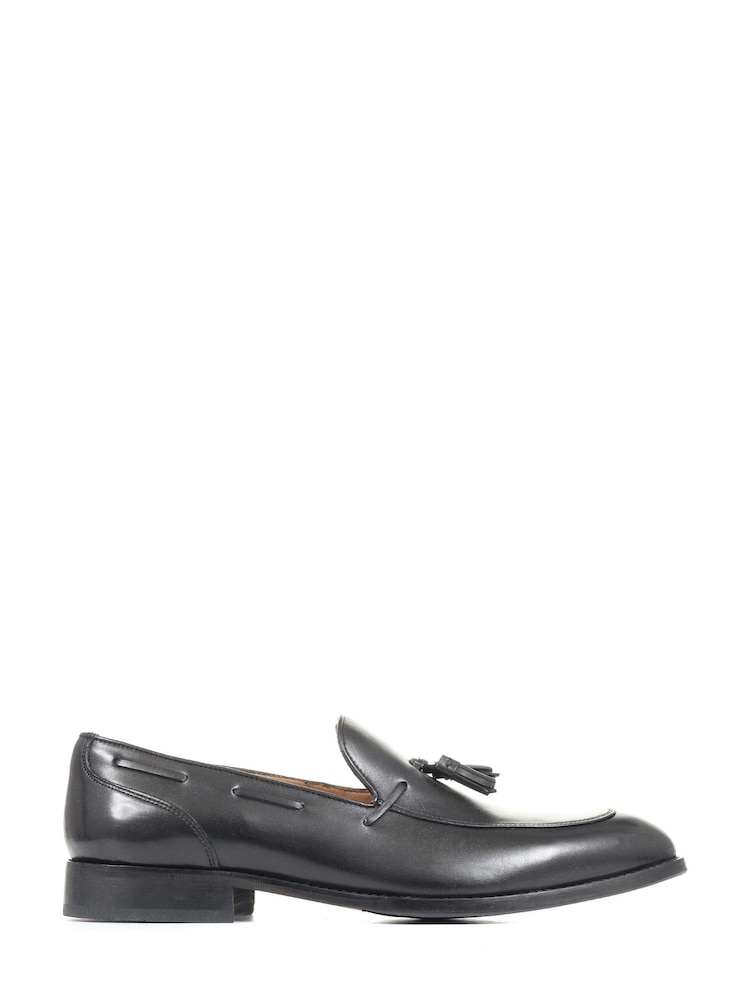 Jones Bootmaker Mens Devon Black Leather Tassel Loafers - Image 1 of 6