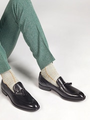 Jones Bootmaker Mens Devon Black Leather Tassel Loafers - Image 6 of 6