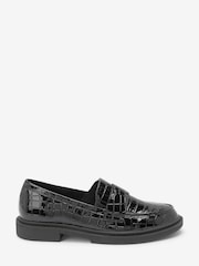 Black Forever Comfort® Croc Effect Patent Loafers - Image 3 of 6