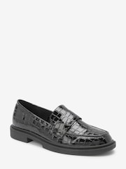 Black Forever Comfort® Croc Effect Patent Loafers - Image 4 of 6