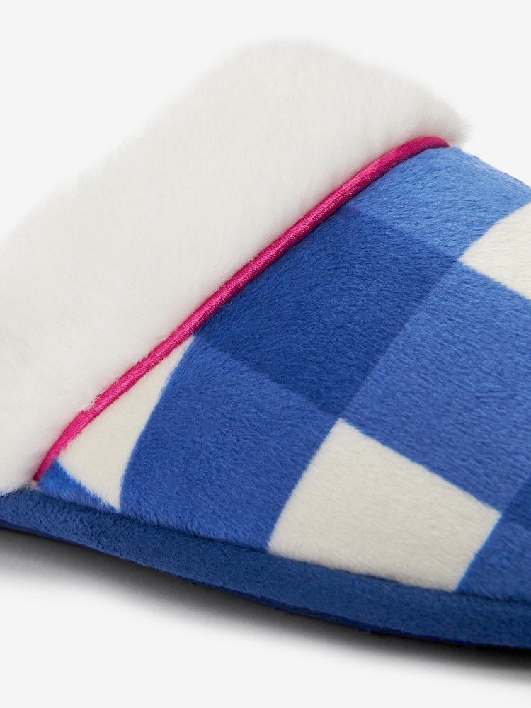 Bath & Body Works Blue Gingham Cosy Mule Slippers - Image 4 of 5