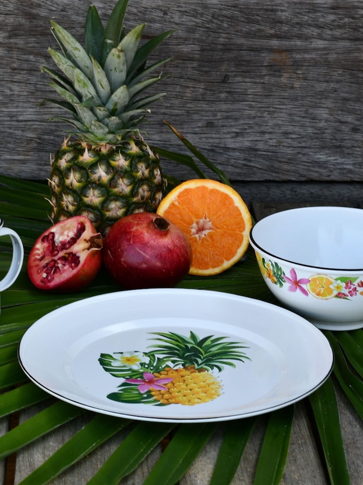 Summerhouse White Set of 4 Garden Waikiki Enamel Plates - Image 1 of 2