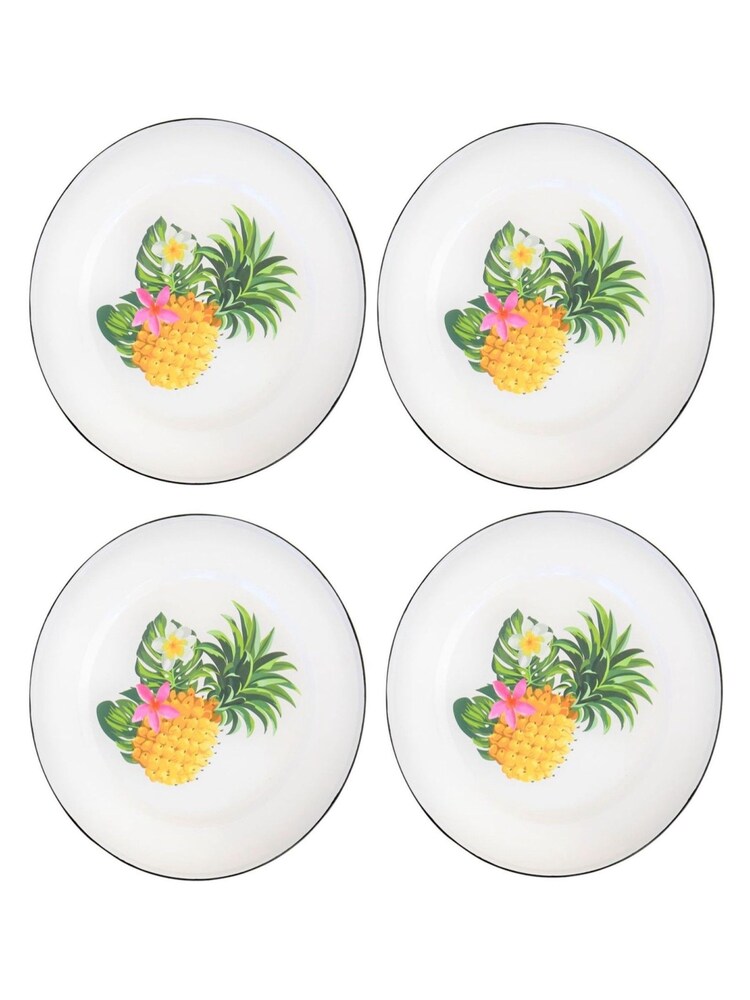 Summerhouse White Set of 4 Garden Waikiki Enamel Plates - Image 2 of 2