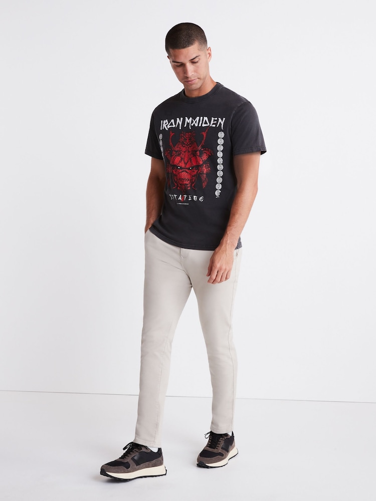 Iron Maiden Grey Acid Wash Regular Fit Band Cotton T-Shirt - Image 3 of 6