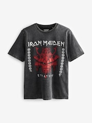 Iron Maiden Grey Acid Wash Regular Fit Band Cotton T-Shirt - Image 5 of 6