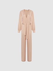 Reiss Pink Elsa Long Sleeve Wide Leg Jumpsuit - Image 2 of 6