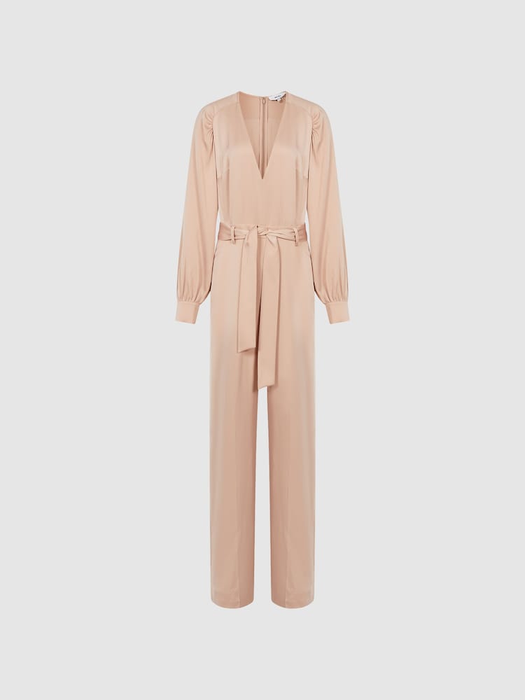Reiss Pink Elsa Long Sleeve Wide Leg Jumpsuit - Image 2 of 6