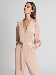 Reiss Pink Elsa Long Sleeve Wide Leg Jumpsuit - Image 4 of 6