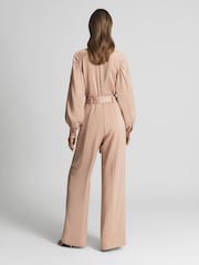 Reiss Pink Elsa Long Sleeve Wide Leg Jumpsuit - Image 5 of 6