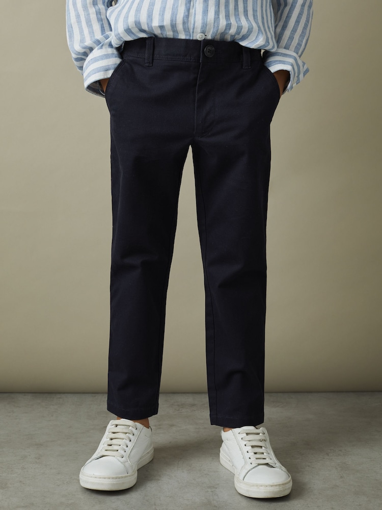 Reiss Navy Pitch 3-9 yrs Slim Fit Casual Chinos - Image 1 of 4