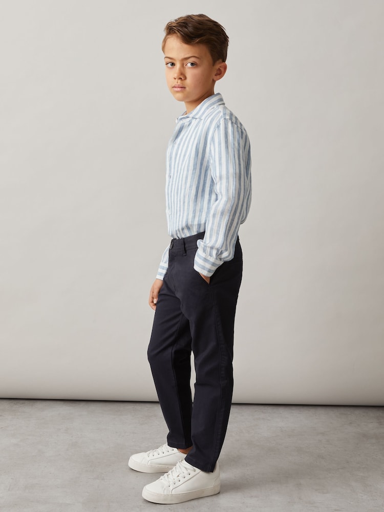 Reiss Navy Pitch 3-9 yrs Slim Fit Casual Chinos - Image 1 of 5 Reiss Navy Pitch 3-9 yrs Slim Fit Casual Chinos - Image 1 of 5