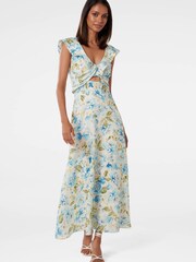 Forever New Cream Pure Linen Lara Petite Frill Midi Dress - Image 1 of 4