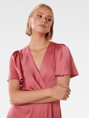 Forever New Pink Forever New Estelle Flutter Sleeve Midi Dress - Image 2 of 4